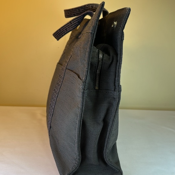 Hermes Heavy Canvas Vintage Zip Tote Gray w/H Design on Web straps Holds Laptop - Picture 7 of 14